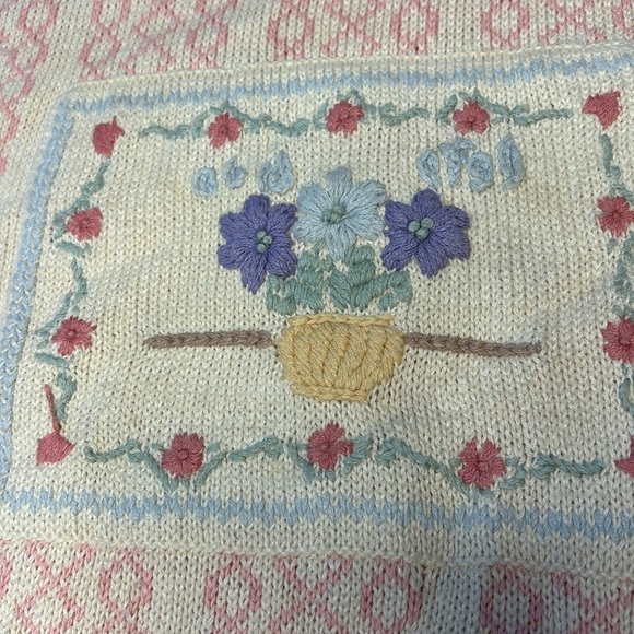 Vtg Eagle’s Eye Sweater Collared Cottagecore Granny Floral Size Large - Picture 2 of 5